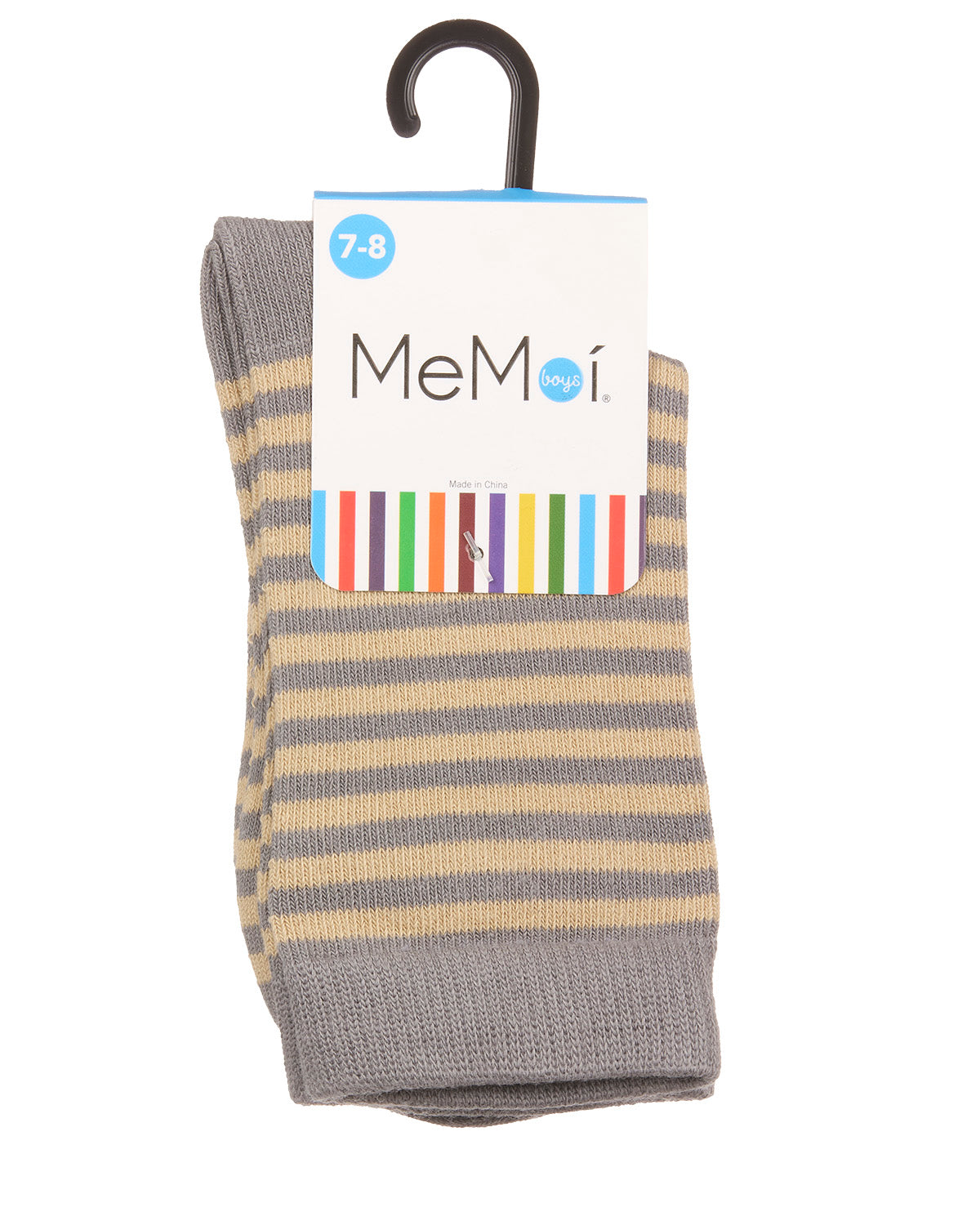 Thin Stripe Cotton Blend Boys Crew Sock : Color: Gray