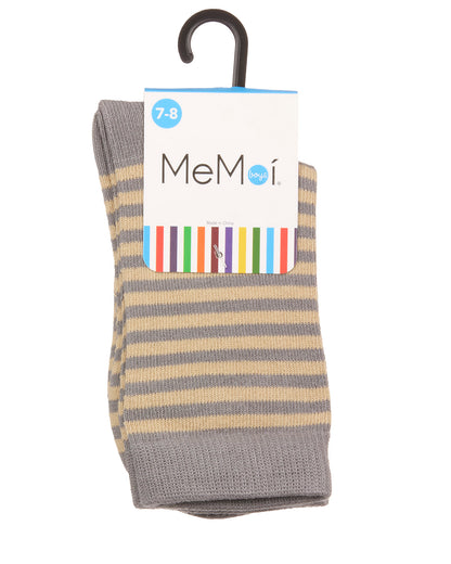 Thin Stripe Cotton Blend Boys Crew Sock : Color: Gray