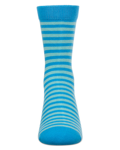 Thin Stripe Cotton Blend Boys Crew Sock : Color: Teal