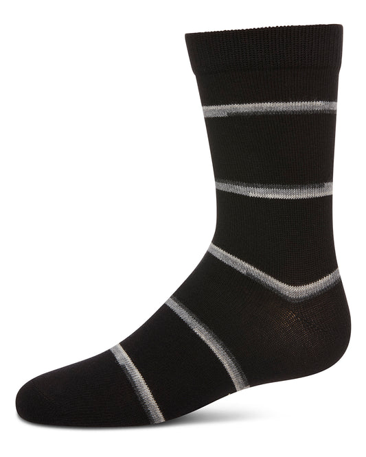Spacedye Stripe Boys Cotton Blend Crew Sock : Color: Black