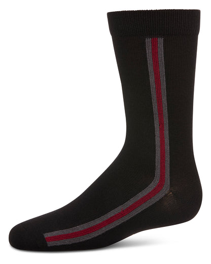 Boys' Side Stripe Crew Socks : Color: Black