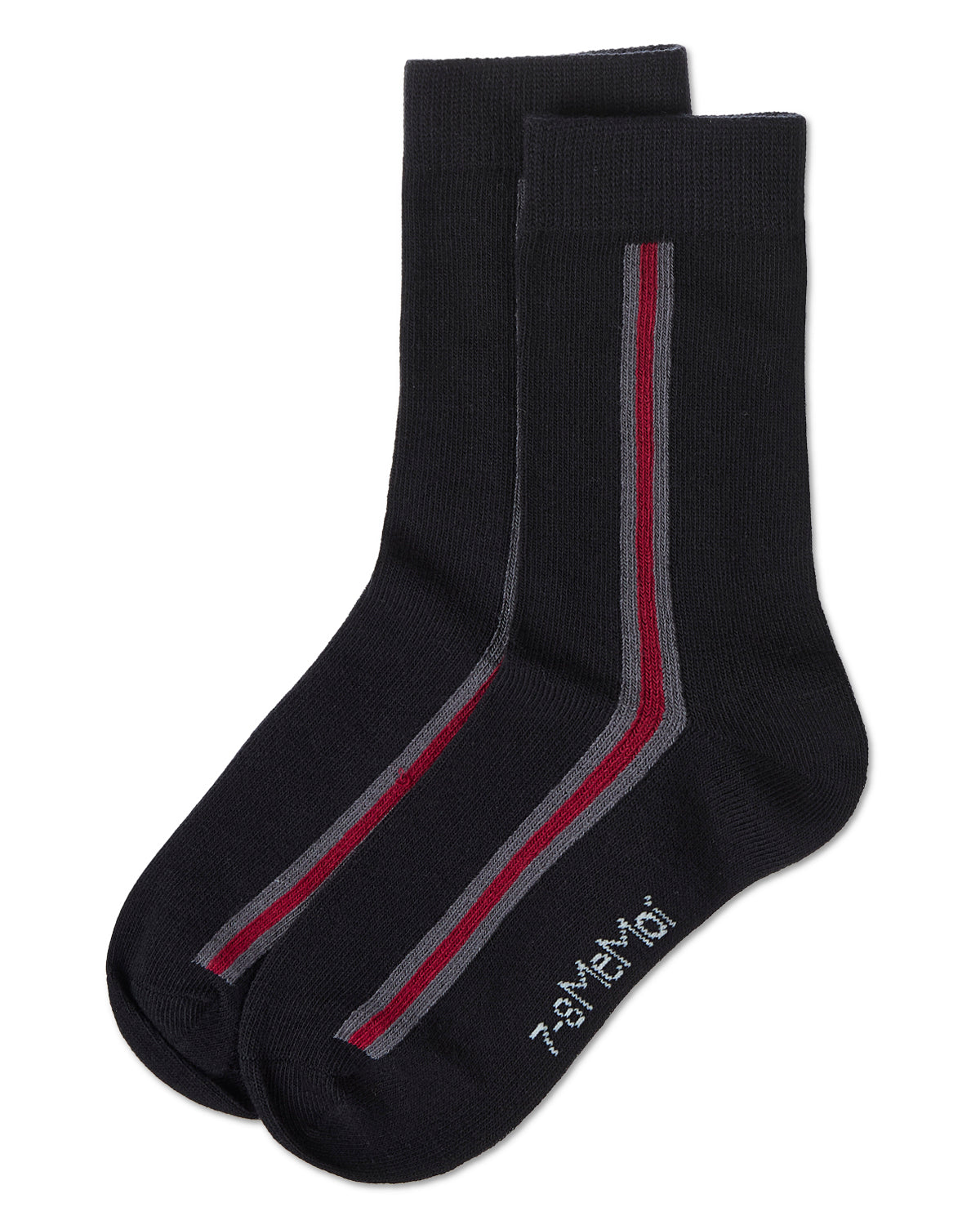 Boys' Side Stripe Crew Socks : Color: Black