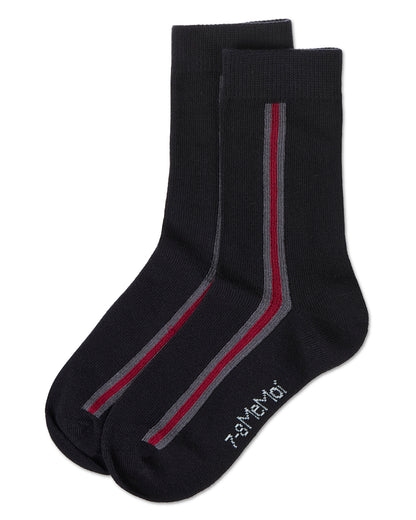 Boys' Side Stripe Crew Socks : Color: Black