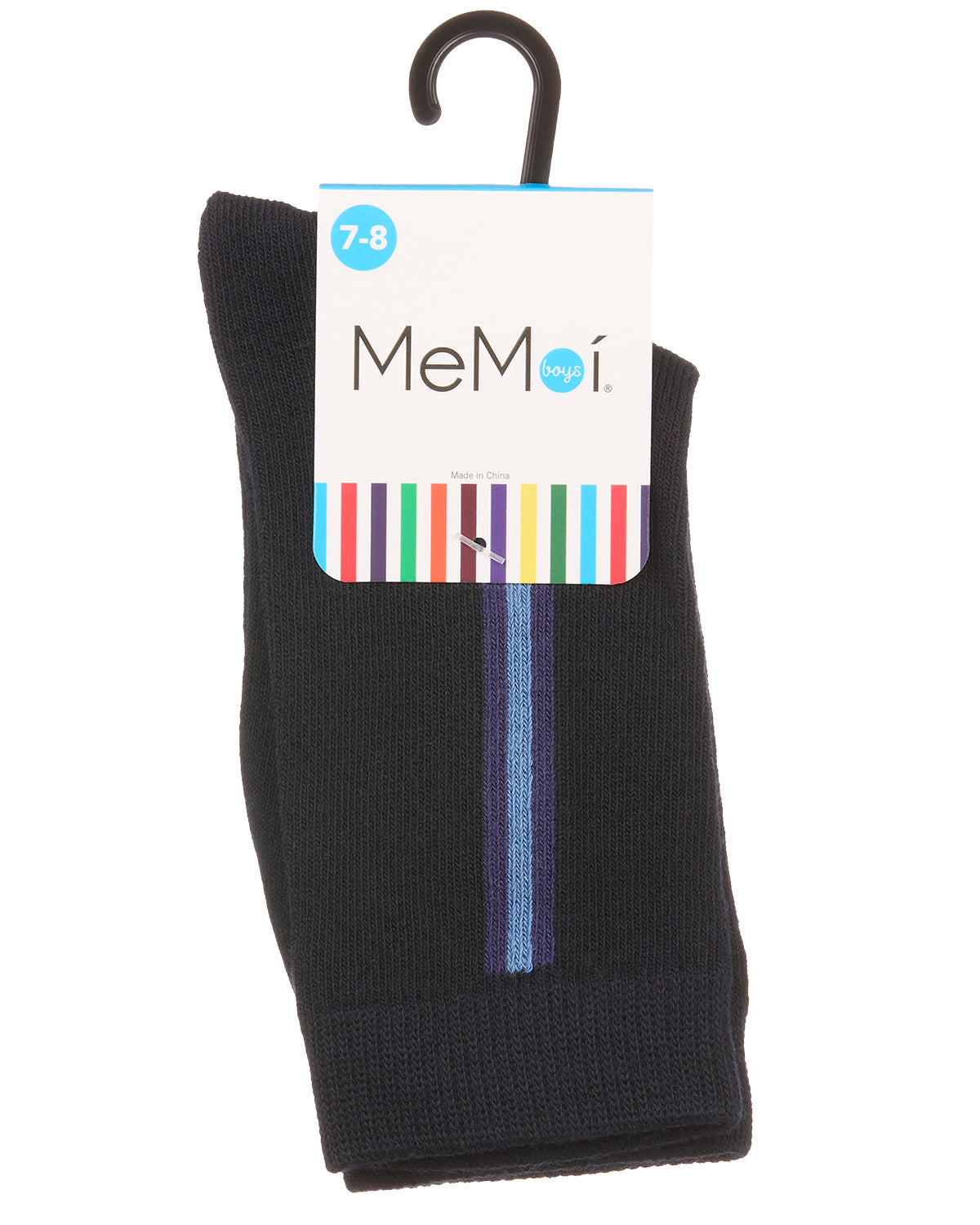 Boys' Side Stripe Crew Socks : Color: Navy