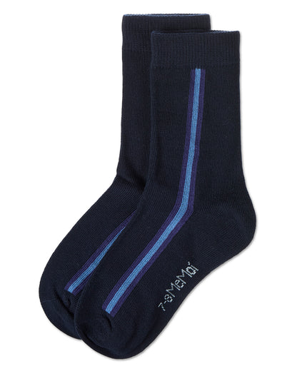 Boys' Side Stripe Crew Socks : Color: Navy