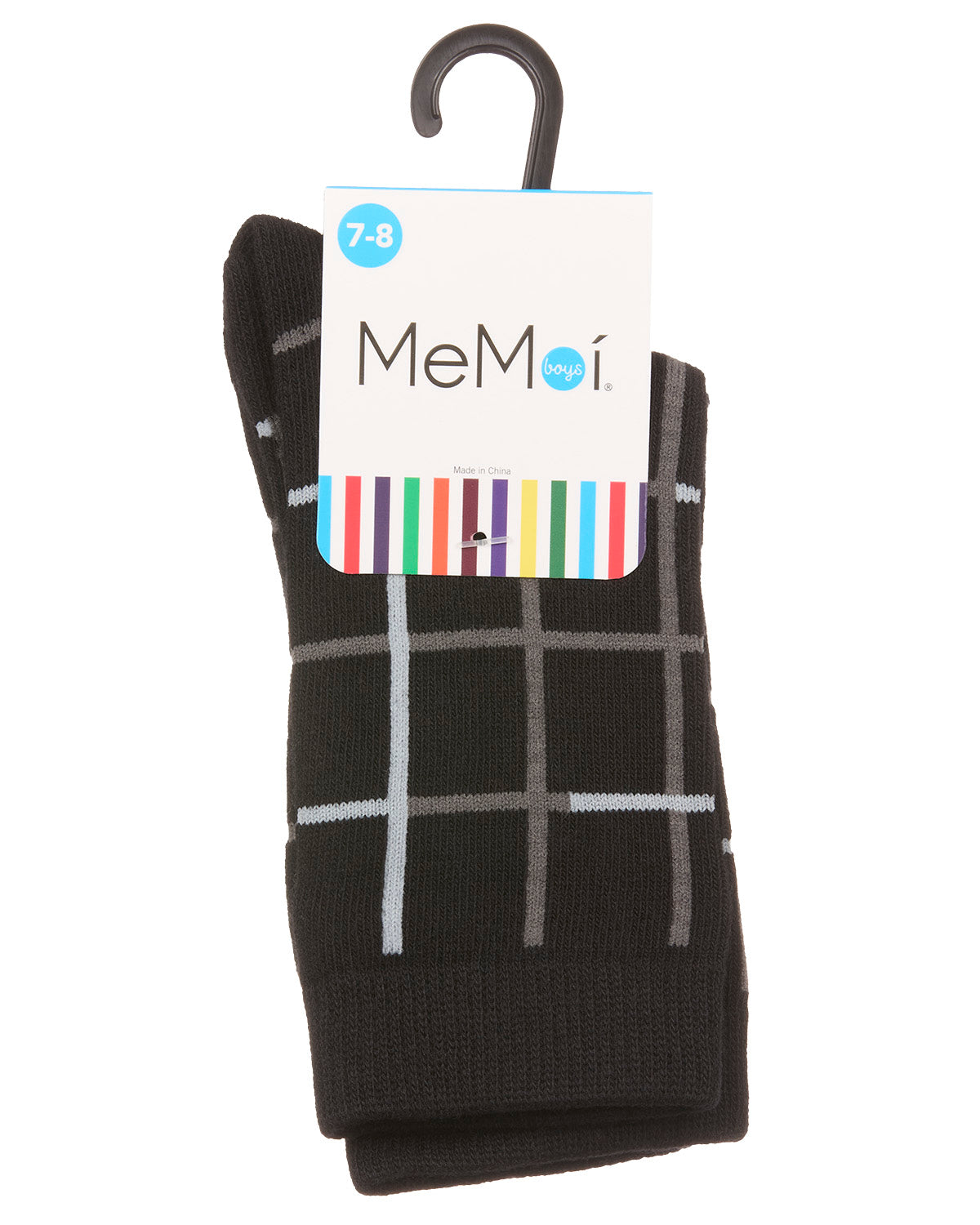 Boys' Window Pane Crew Socks : Color: Black