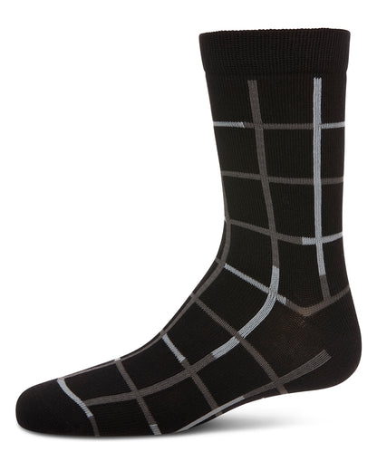 Boys' Window Pane Crew Socks : Color: Black