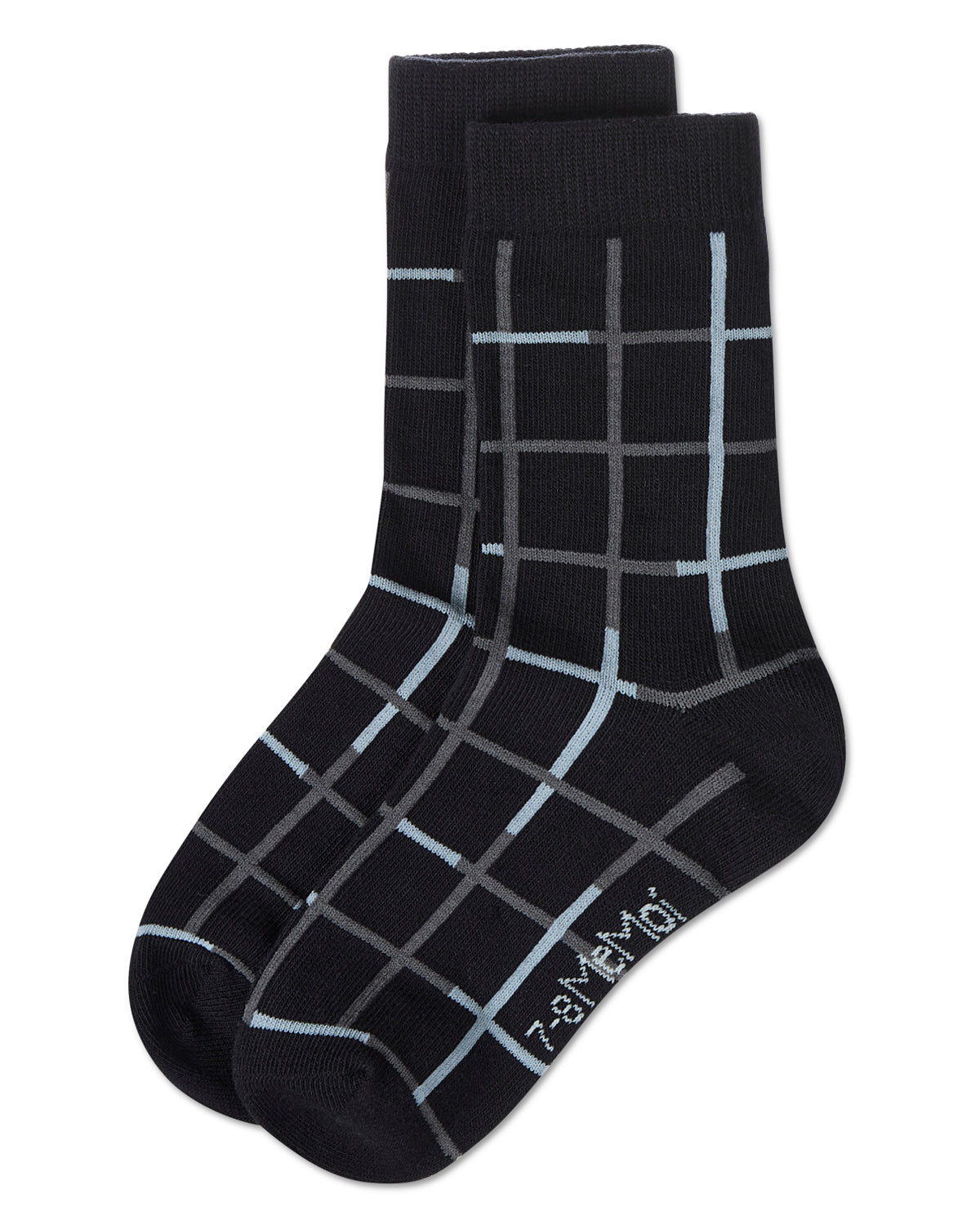 Boys' Window Pane Crew Socks : Color: Black