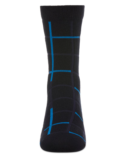 Boys' Window Pane Crew Socks : Color: Navy