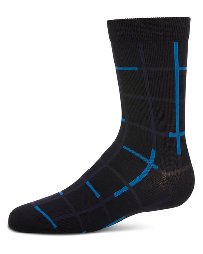 Boys' Window Pane Crew Socks : Color: Navy