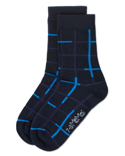Boys' Window Pane Crew Socks : Color: Navy