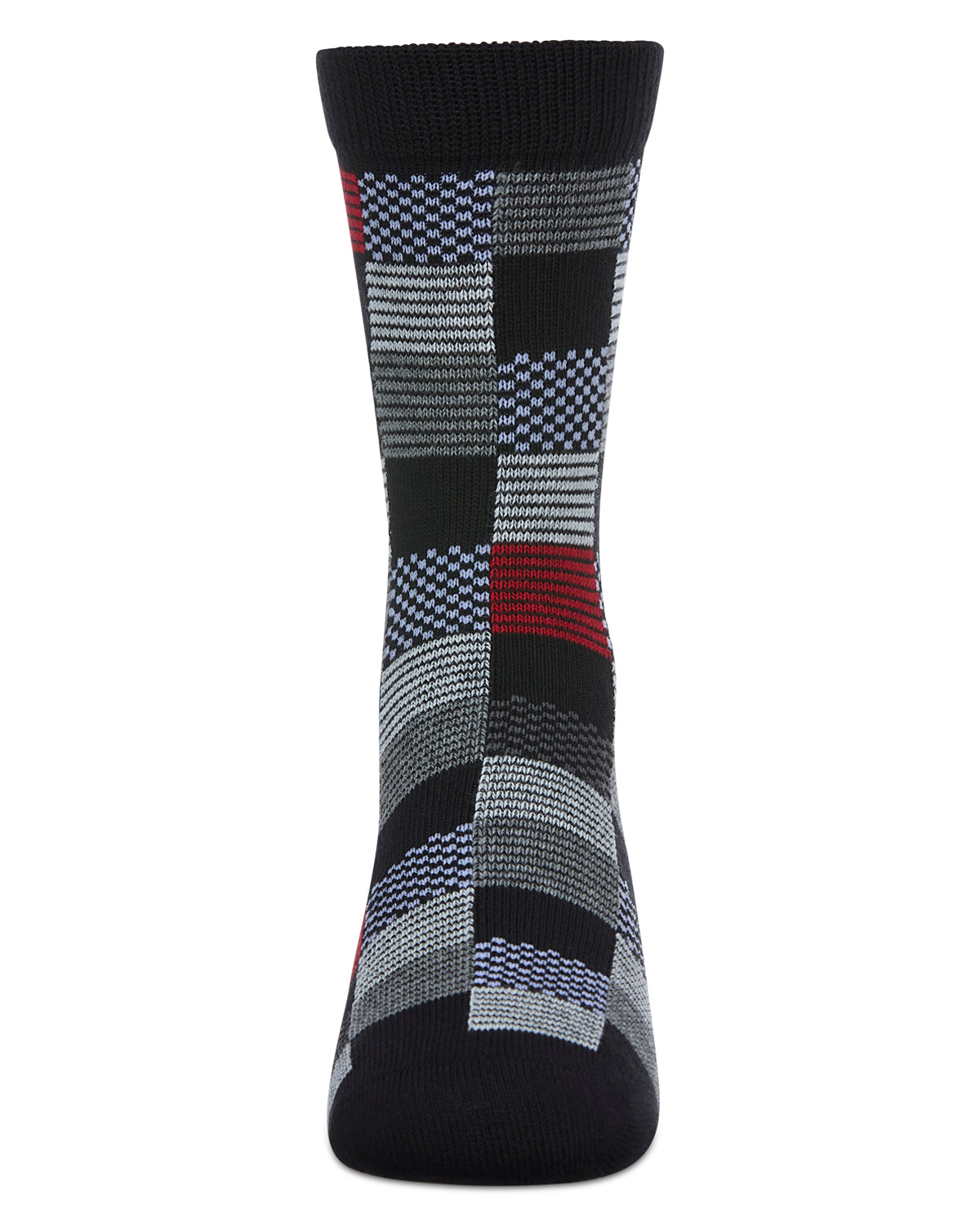 Checkerboard Boys Cotton Blend Crew Sock : Color: Black