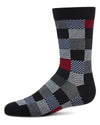 Checkerboard Boys Cotton Blend Crew Sock : Color: Black