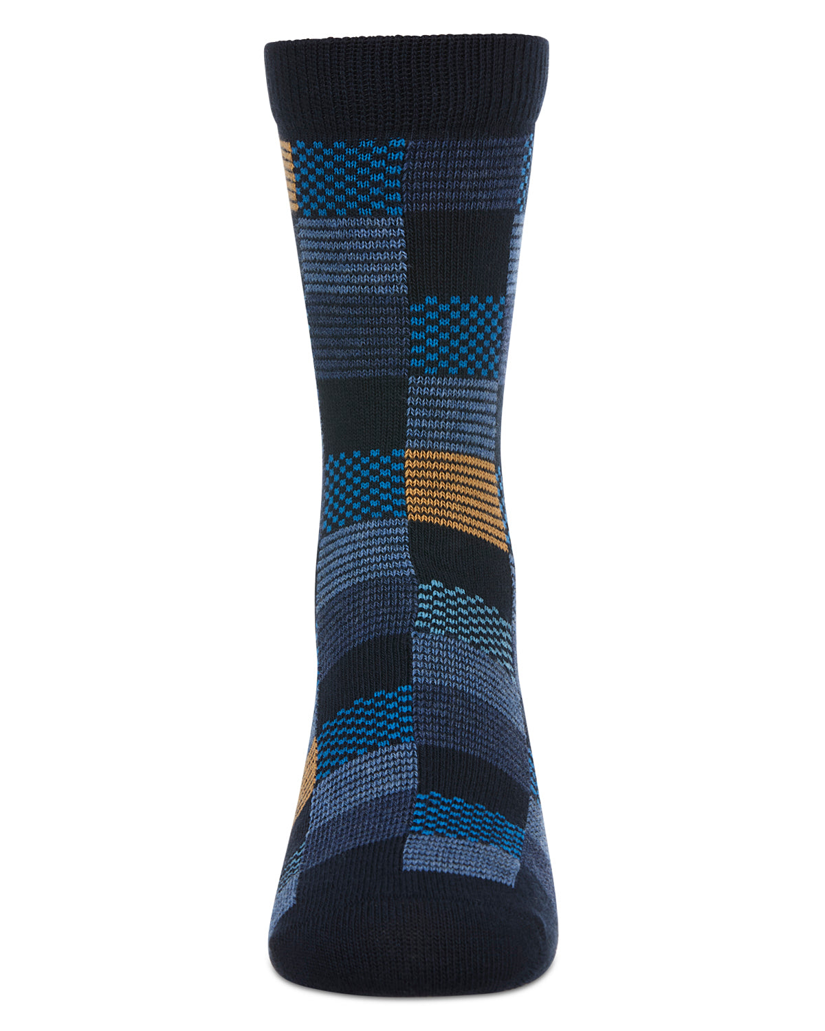Checkerboard Boys Cotton Blend Crew Sock : Color: Navy
