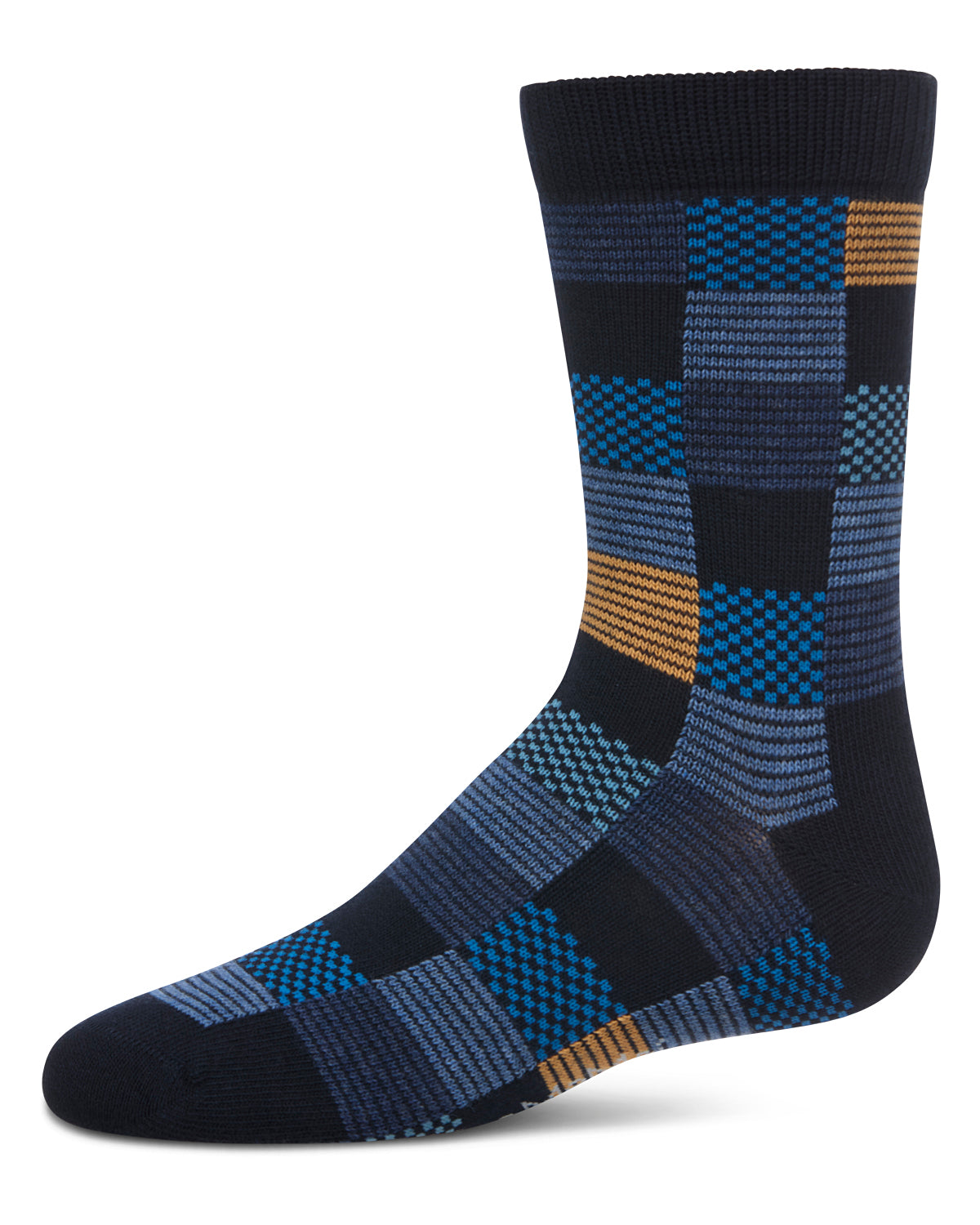 Checkerboard Boys Cotton Blend Crew Sock : Color: Navy
