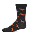 Boys' Galloping Horse Cotton Crew Socks : Color: Black