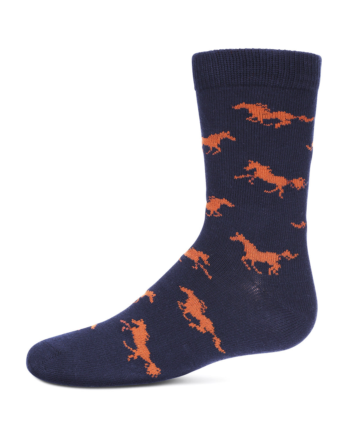 Boys' Galloping Horse Cotton Crew Socks : Color: Navy