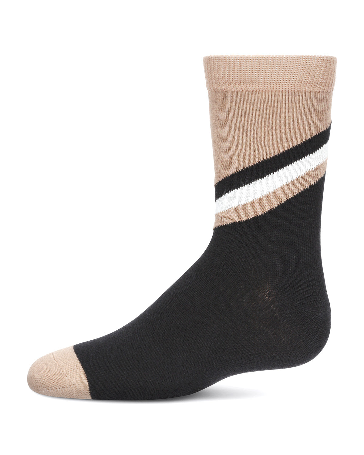 Boys' Geometric Diagonal Stripe Crew Socks : Color: Black
