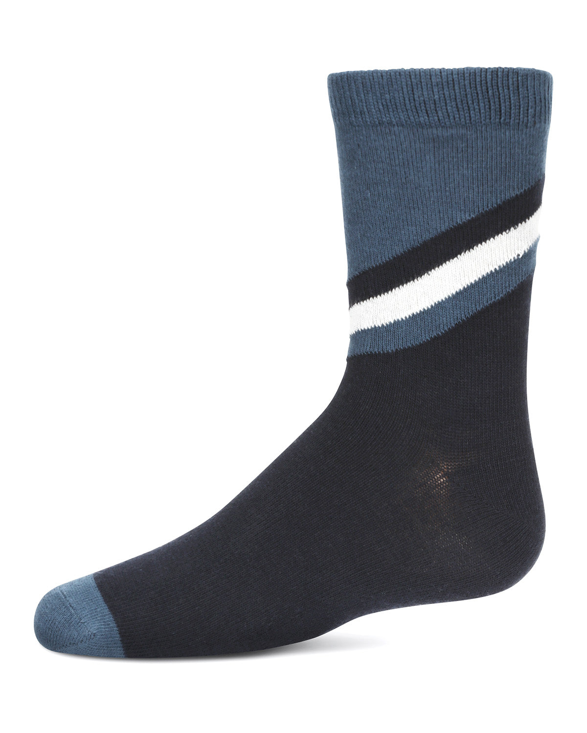 Boys' Geometric Diagonal Stripe Crew Socks : Color: Navy