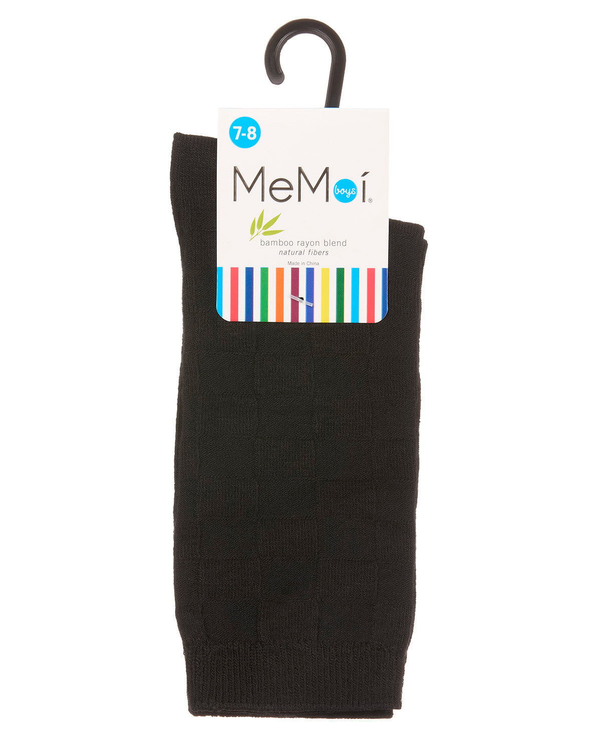 Boys' Checkerboard Rayon form Bamboo Blend Crew Socks : Color: Black