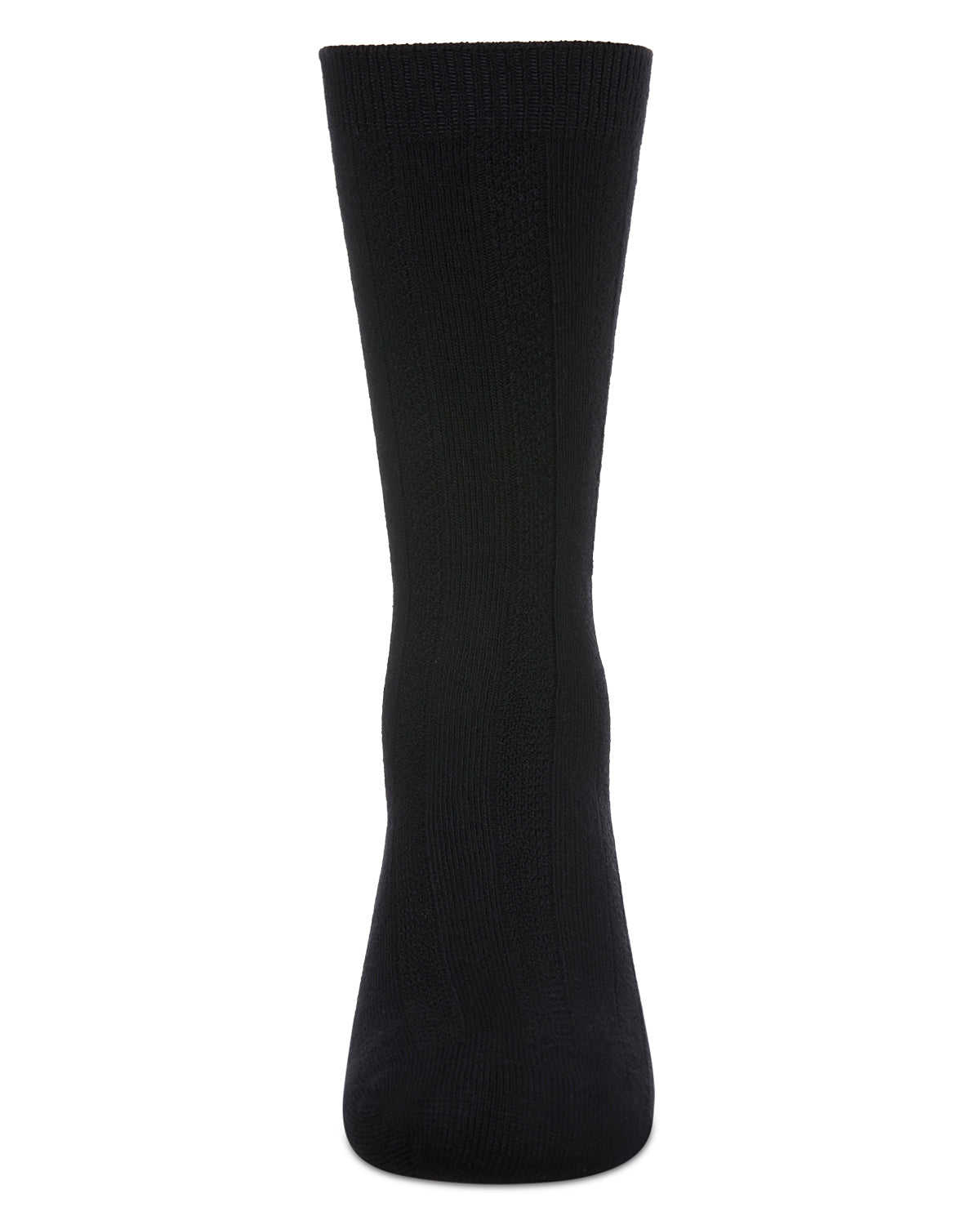 Woven Ribbed Bamboo Blend Boy’s Crew Socks : Color: Black