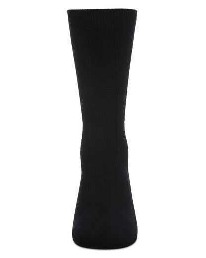 Woven Ribbed Bamboo Blend Boy’s Crew Socks : Color: Black