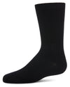 Woven Ribbed Bamboo Blend Boy’s Crew Socks : Color: Black