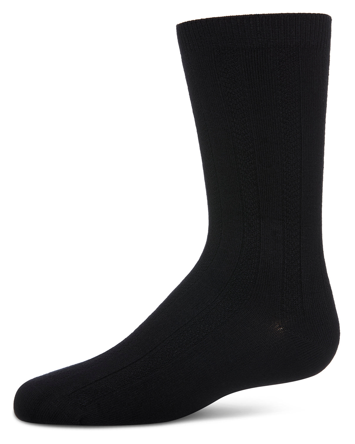 Woven Ribbed Bamboo Blend Boy’s Crew Socks : Color: Black