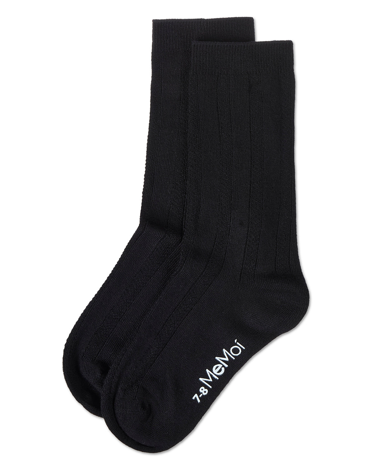 Woven Ribbed Bamboo Blend Boy’s Crew Socks : Color: Black
