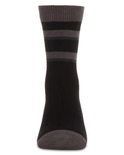 Boys Tonal Stripe Cotton Rich Crew Sock : Color: Black