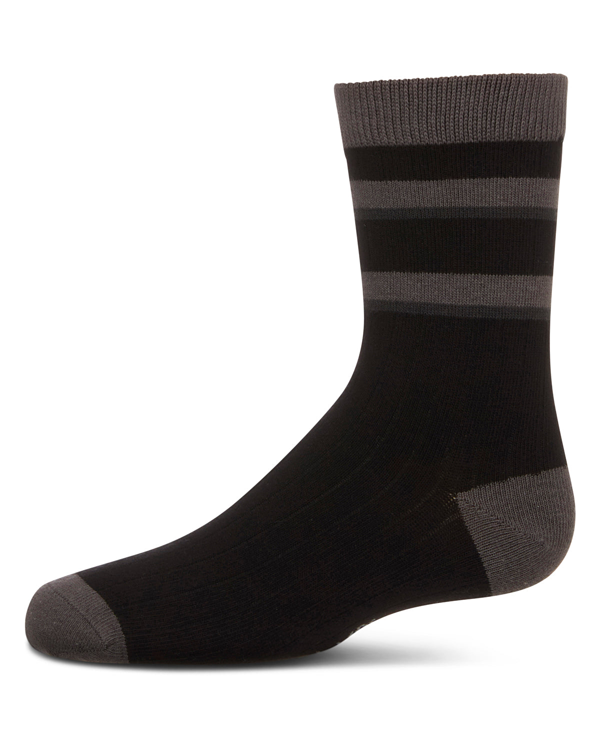 Boys Tonal Stripe Cotton Rich Crew Sock : Color: Black