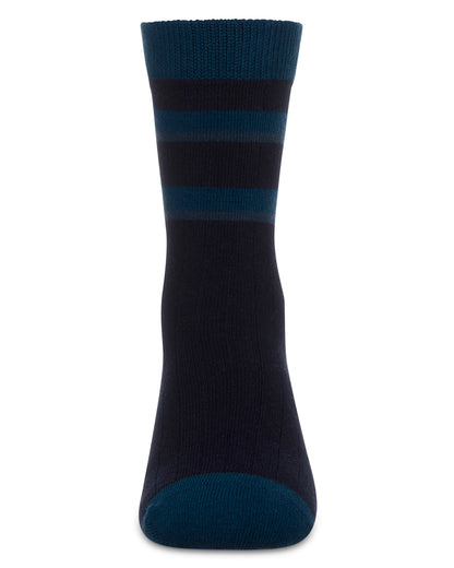 Boys Tonal Stripe Cotton Rich Crew Sock : Color: Black