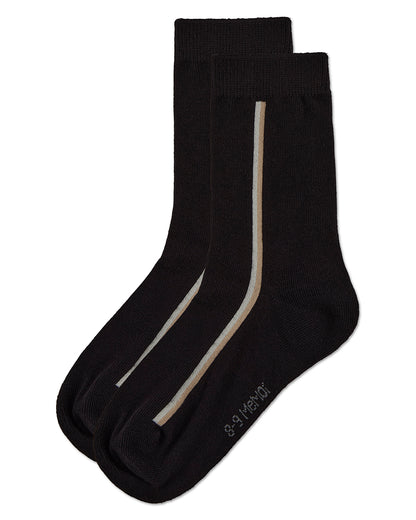 Boys' Dual Line Crew Socks : Color: Black