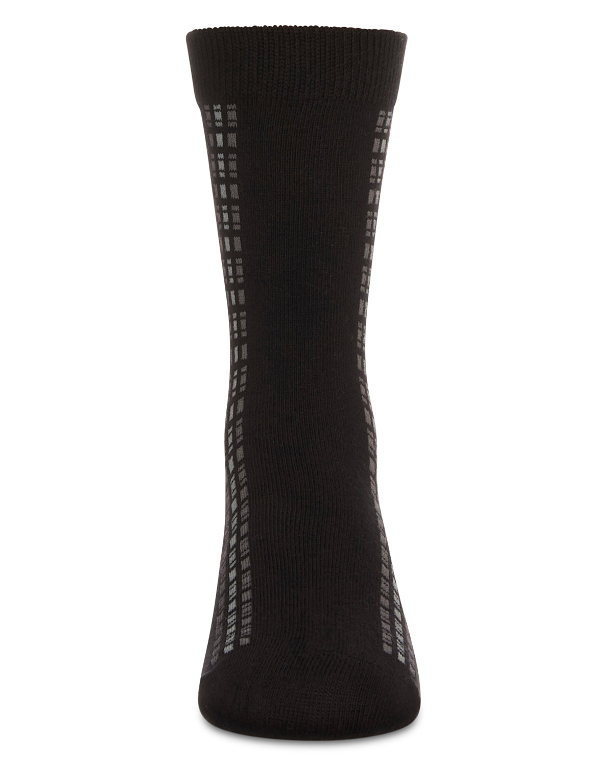 Boy's Vertical Dashed Line Crew Socks : Color: Black