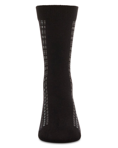Boy's Vertical Dashed Line Crew Socks : Color: Black
