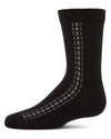 Boy's Vertical Dashed Line Crew Socks : Color: Black