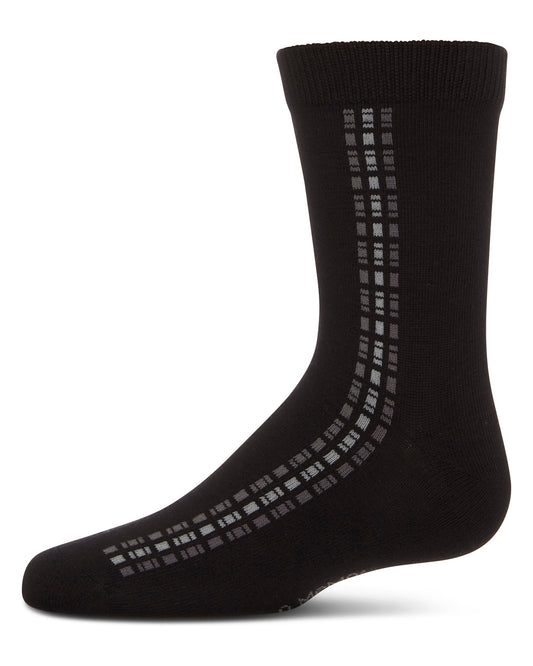 Boy's Vertical Dashed Line Crew Socks : Color: Black