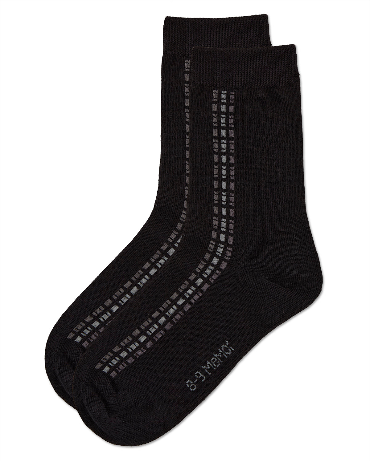Boy's Vertical Dashed Line Crew Socks : Color: Black