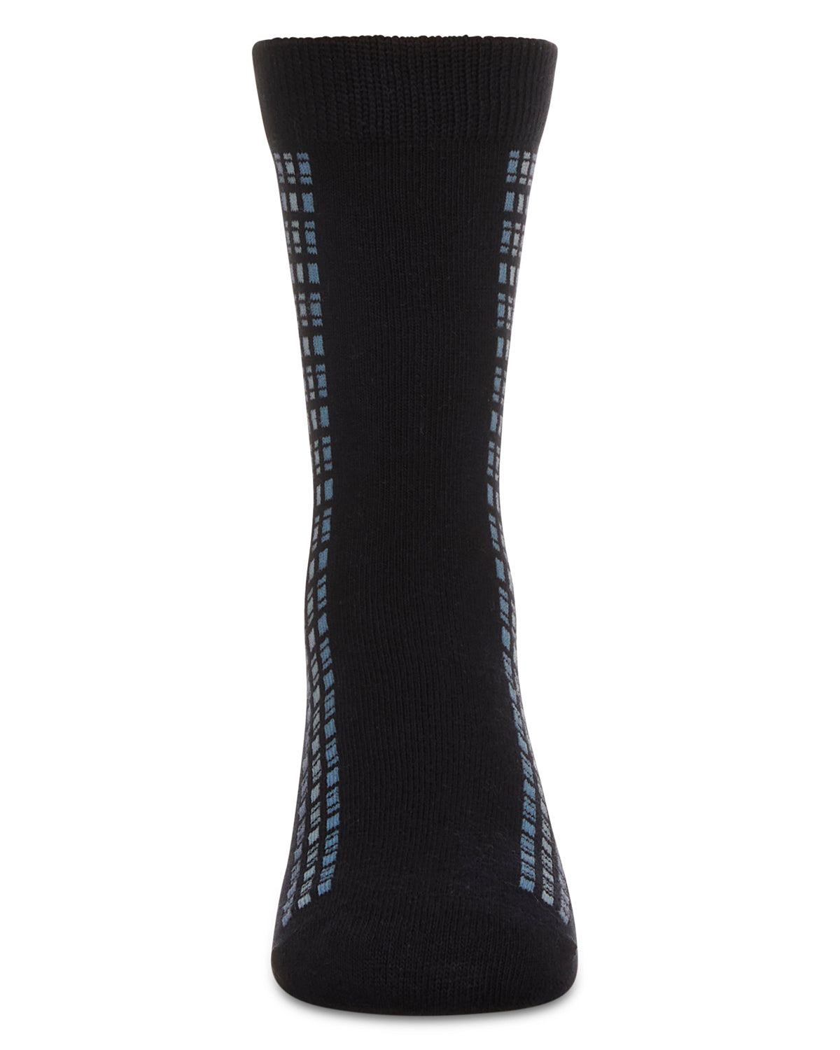 Boy's Vertical Dashed Line Crew Socks : Color: Black