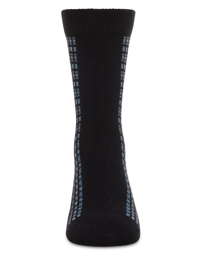 Boy's Vertical Dashed Line Crew Socks : Color: Black
