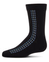 Boy's Vertical Dashed Line Crew Socks : Color: Black