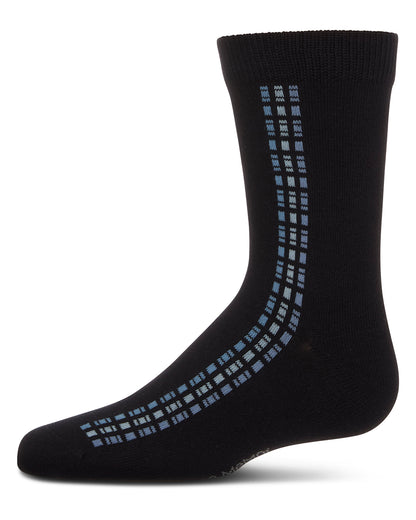 Boy's Vertical Dashed Line Crew Socks : Color: Black