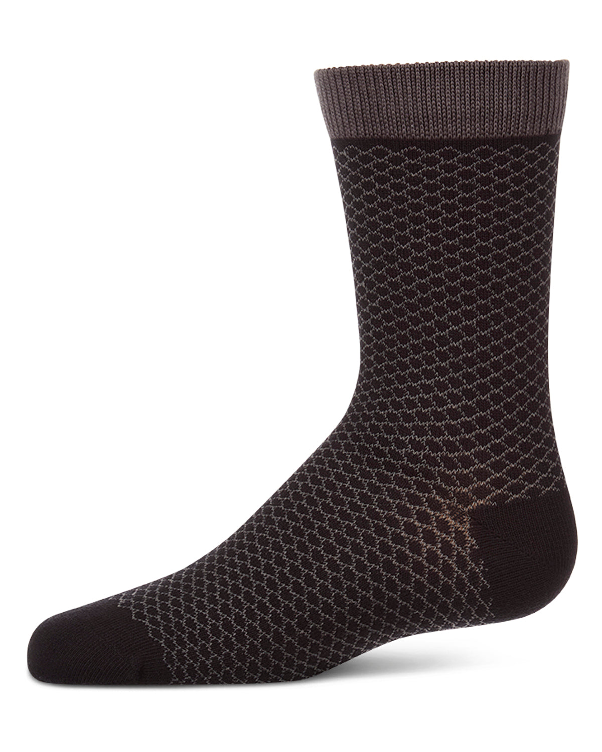 Boys "Geo" Cotton-Rich Geometric Diamond-Pattern Everyday Crew Sock