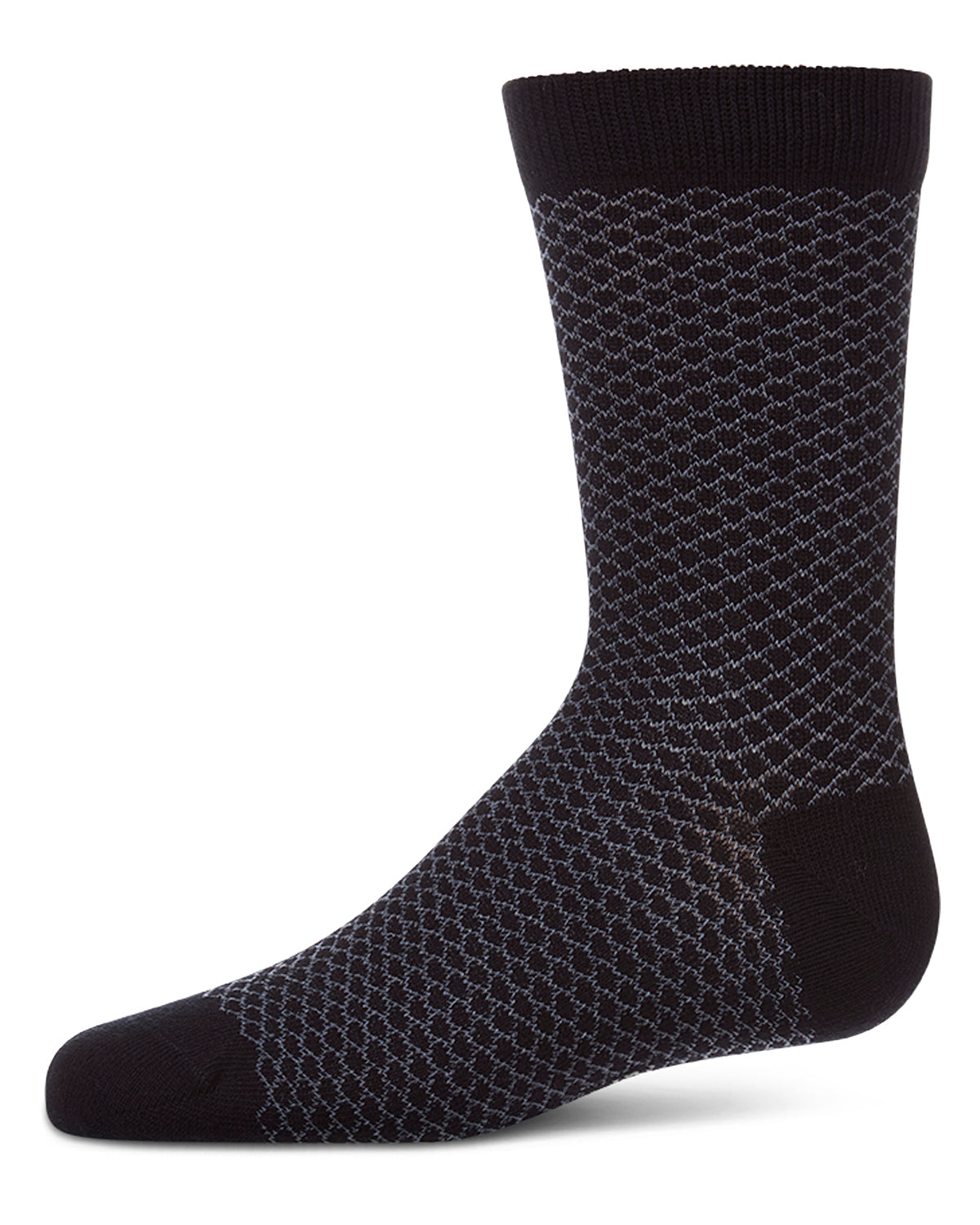 Boys "Geo" Cotton-Rich Geometric Diamond-Pattern Everyday Crew Sock