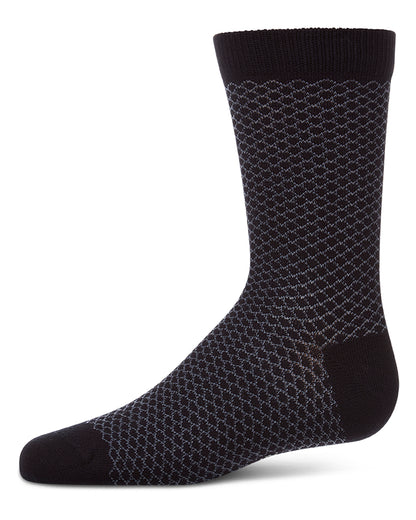 Boys "Geo" Cotton-Rich Geometric Diamond-Pattern Everyday Crew Sock