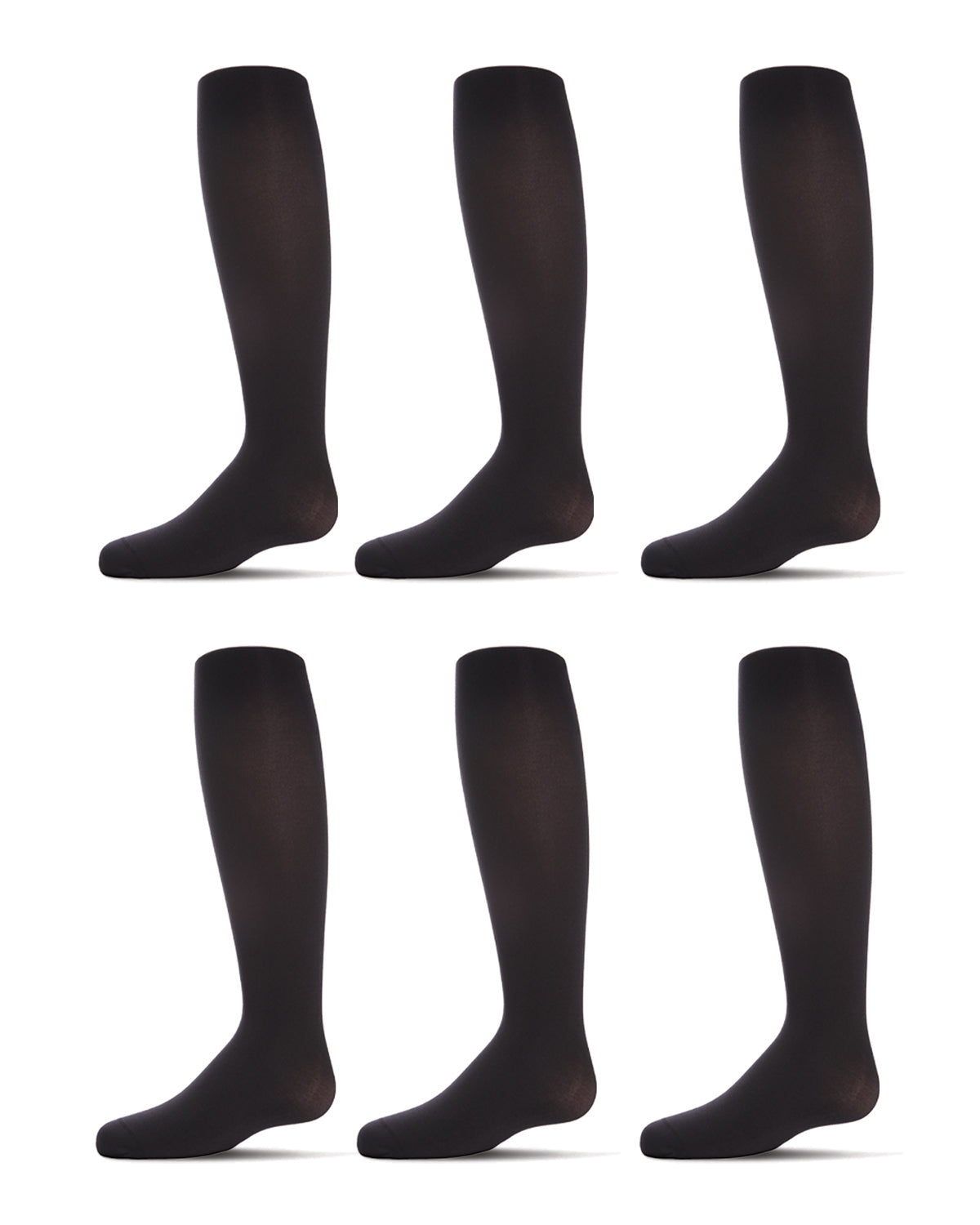 6 Pair Girls Opaque Microfiber Matte 60-Denier Winter Tights