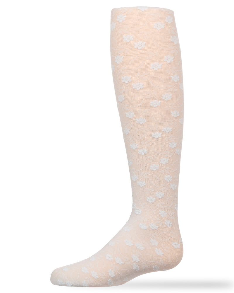 Sweet Blossoms Girls Sheer Floral Lace Tights