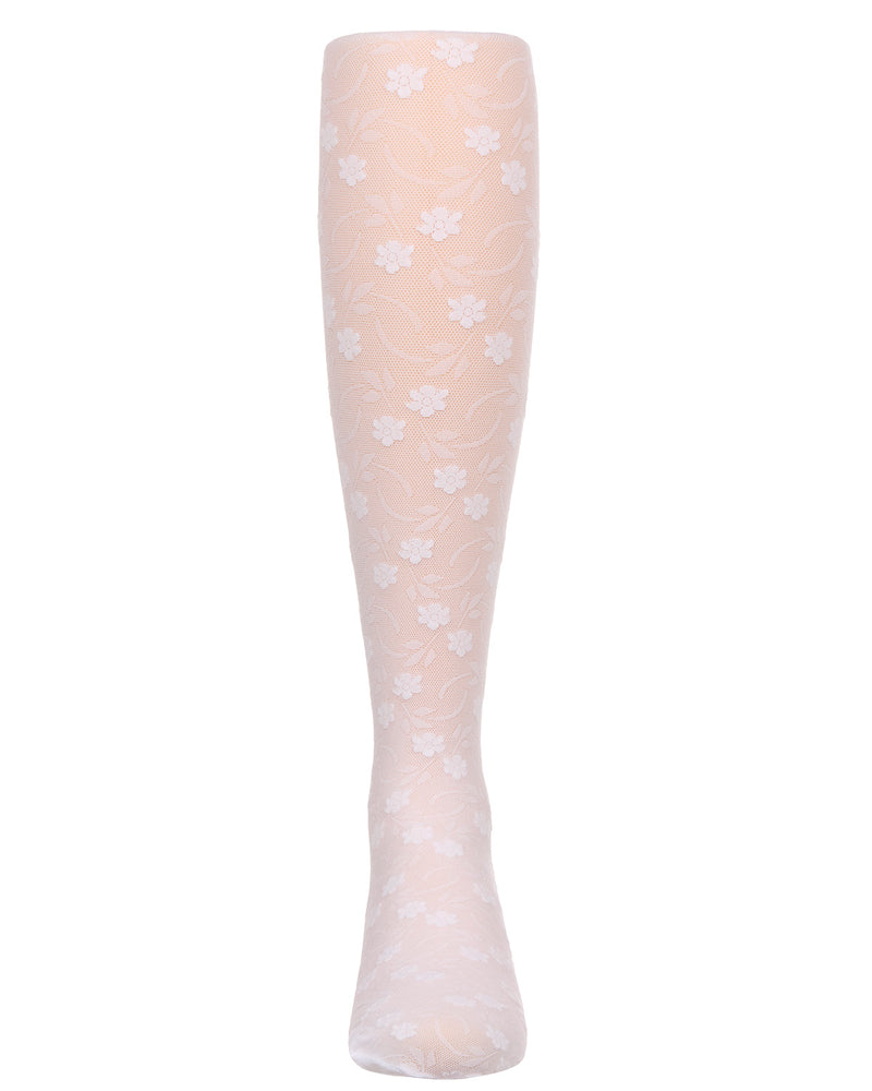 Sweet Blossoms Girls Sheer Floral Lace Tights