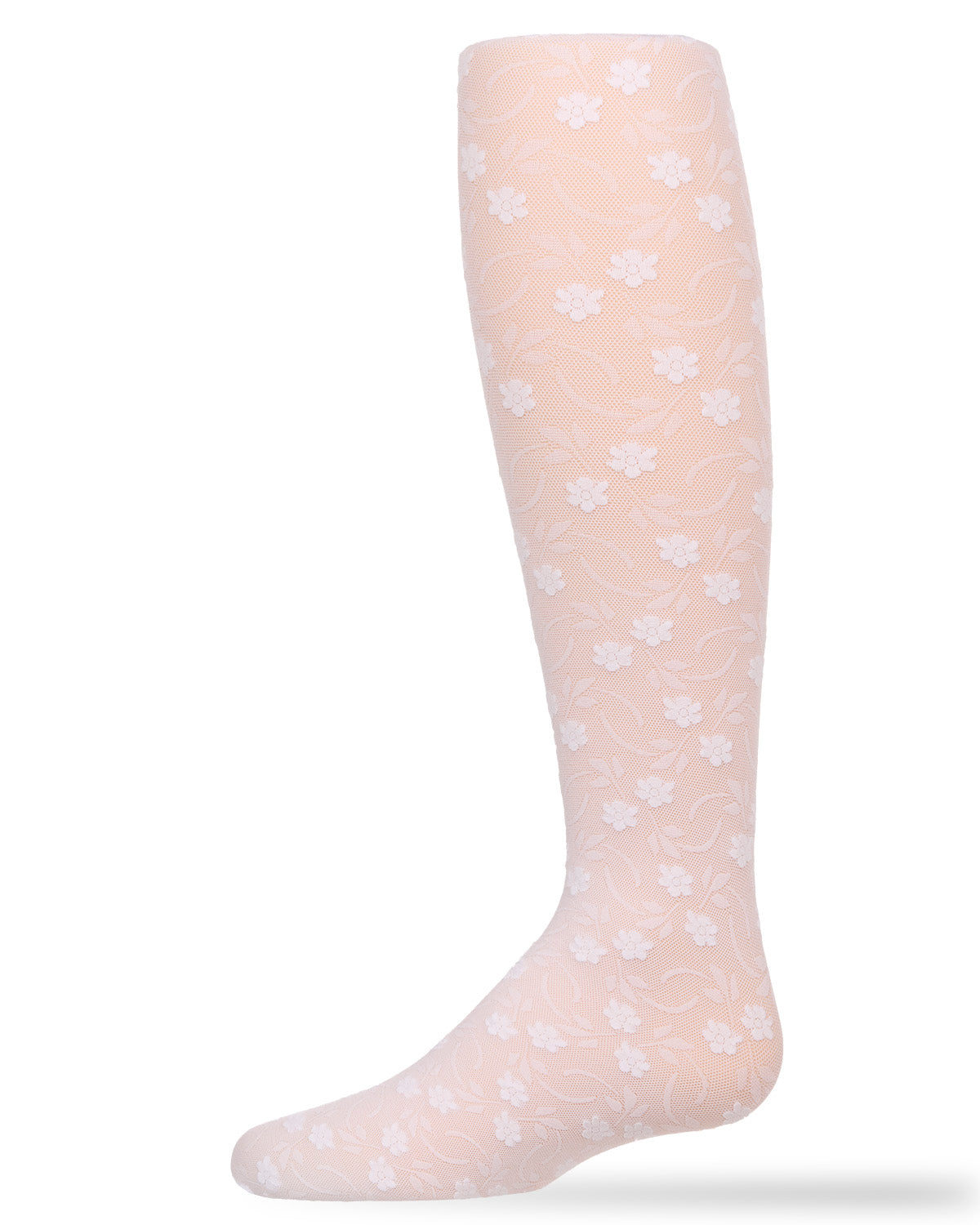 Sweet Blossoms Girls Sheer Floral Lace Tights : Color: White