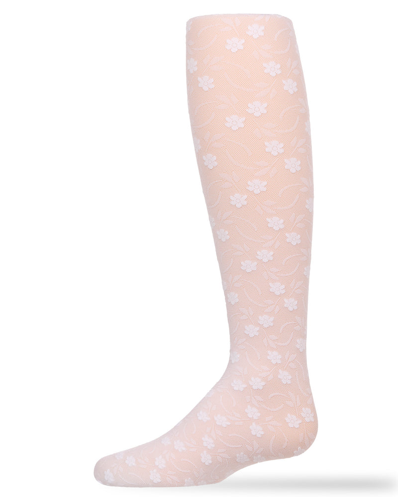 Sweet Blossoms Girls Sheer Floral Lace Tights